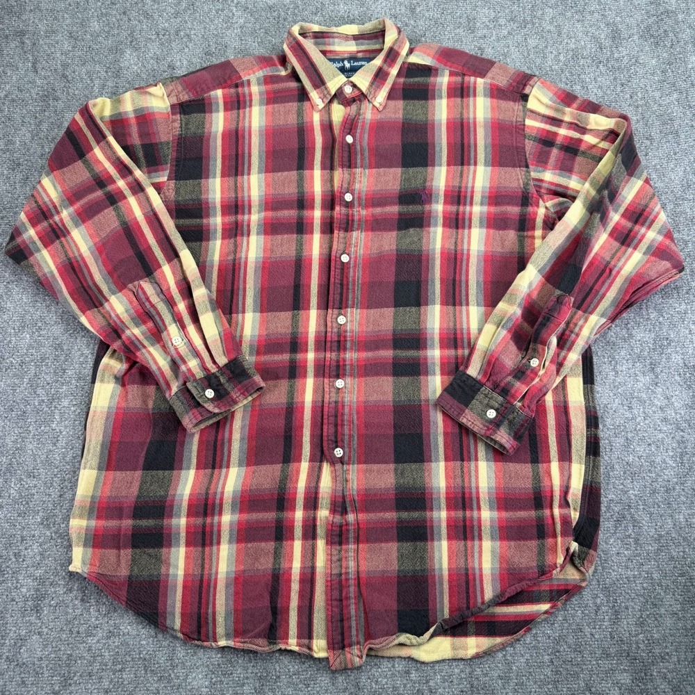 Ralph Lauren Shirt Mens Large Blake Multi‎ Plaid Twill Button Down Long Sleeve